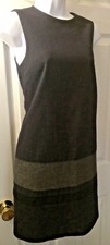GAP Colorblock Dress Wool Shift Navy Blue Gray Black Preppy Jumper Knit Sz 2
