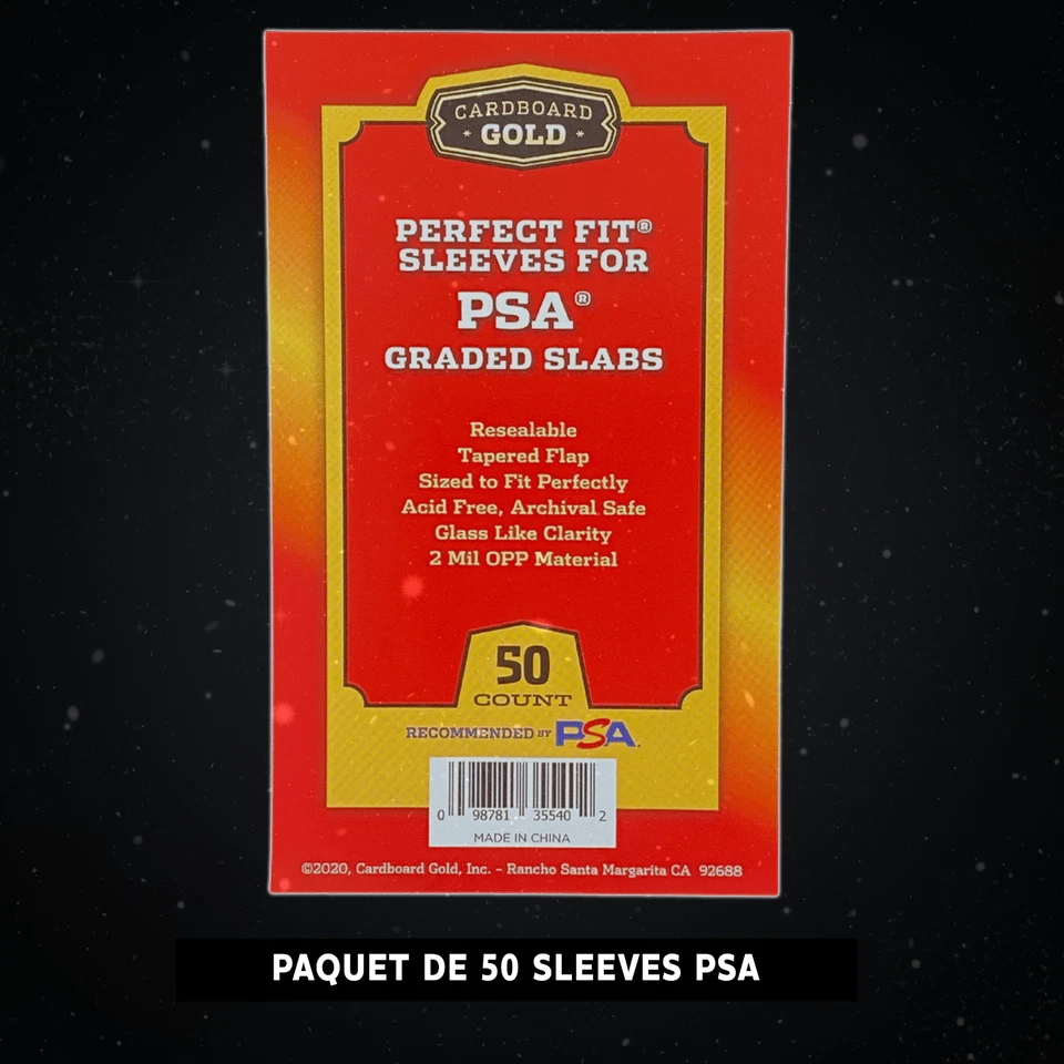 CARDBOARD GOLD 50x Perfect Fit Sleeves for PSA Graded Slabs - With official PSA Logo