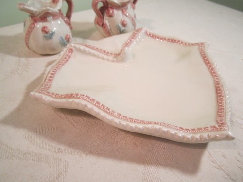 Porzellan gefaltete Serviette Rose Teekanne Set mit Milchkännchen und Zuckerdose - Vintage - Bild 5 von 13