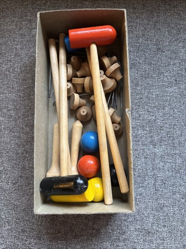 Vtg! Antique Table Top / Carpet Rug Croquet Game Wood Creative Playthings 1967 - Picture 5 of 6