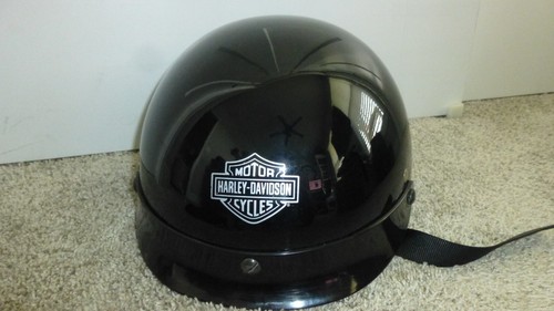 Harley Davidson Stock DOT Half Helmet Black Gloss Med A5047 + Bag Indonesia - Bild 3 von 12