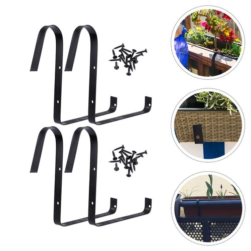 2 Pairs Hanging Plants Rack Flower Box Bracket Flower Pot Stand - Picture 3 of 12