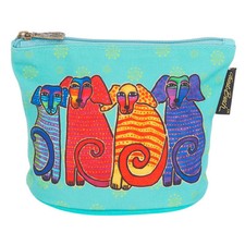   New LAUREL BURCH Cosmetic Bag FLORAL DOG Canine Puppy Makeup Pouch Coin Case