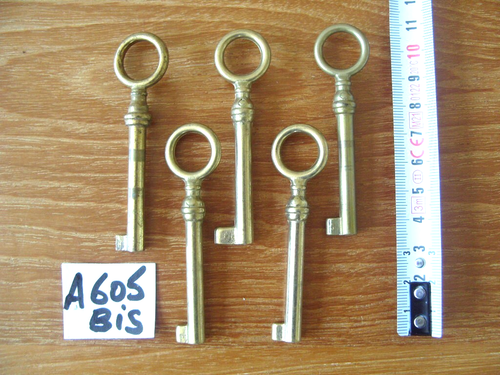 LOT A605BIS DE 5 CLÉ CLÉS CLEFS CLEF ANCIENNES DOREES PERCEES DE PORTE ...