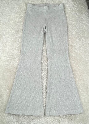 Aerie Groove On Ribbed High Waisted Velour Flare Pant Light Gray