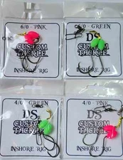 Inshore Rig double drop 4/0 or 6/0 circle hook glow beads