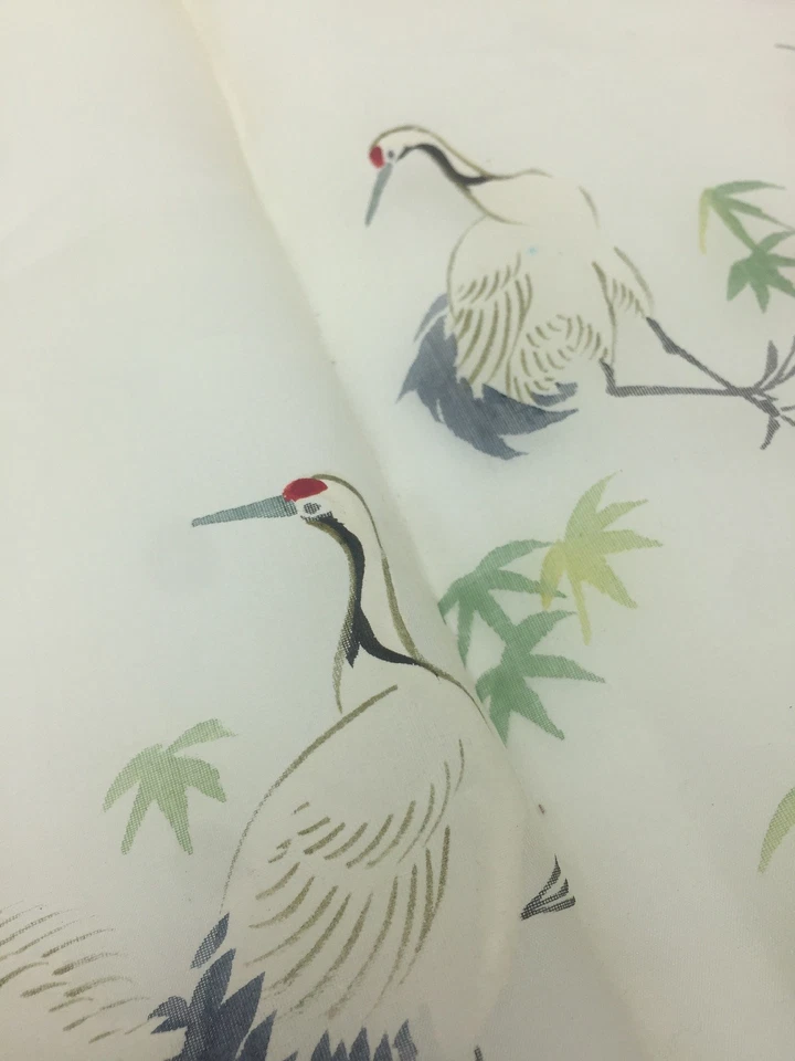 Chinese Crane Bird Flower Watercolor Painting on Silk Lot 1 Large 11 Small Round - Image 4 of 4