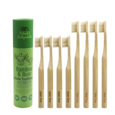 Gaia Guy Natural Bristle Bamboo Toothbrush Family Pack - Compostable  - 8-Pack