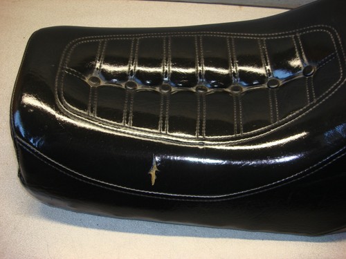 HONDA CB 750 1972-1976 SEAT CUSTOM ALUMINUM PAN BLACK LEATHER COVER VINTAGE - Picture 5 of 10