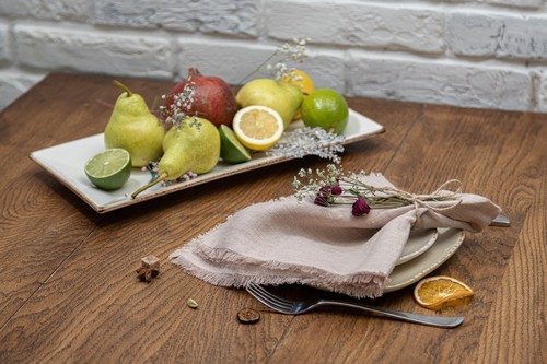 Napkins-Pure 100% Linen , Rustic Party Dinner Fringed Fabric Napkins Handmade - Picture 63 of 132