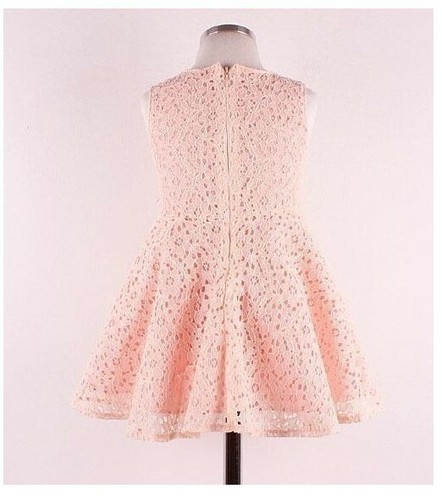 Vestito estivo festa bambina cotone fiori pizzo bianco pesca 12-18-24 lun 2-5 anni - Foto 2 di 10