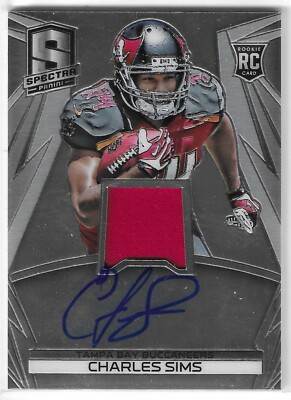 2014 SPECTRA CHARLES SIMS EVENT-WORN MATERIAL AUTO RC #204 BUCCANEERS 019/149