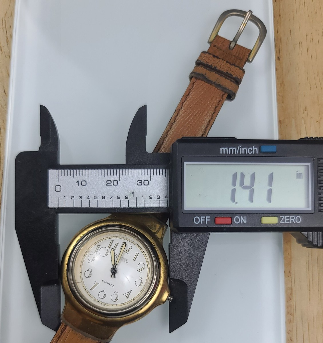 Vintage 1984 Fossil Western Bubble Watch Dome Crystal OG Leather