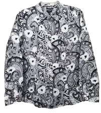 Talbots Petite Non-Iron Floral Paisley Long Sleeve Button-Up Shirt Size 14P