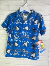 Looney Tunes Taz Devil Bugs Bunny Daffy Button Up Down Shirt Boys Size 4