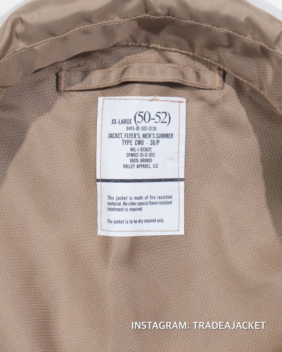 USAF CWU-36/P FLYER'S JACKET NOMEX DESERT TAN XX-LARGE (50