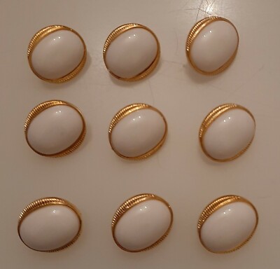 6 x 18 mm Gold und Weiß Oval in Rund Kunststoff Schaft Knöpfe - W8122
