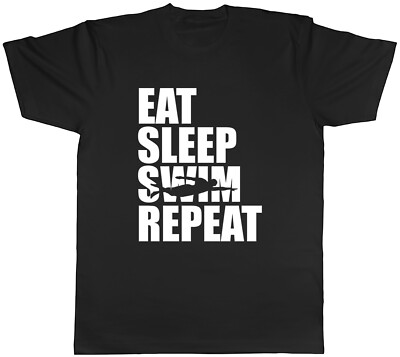 Eat Sleep Swim Repeat Herren T-Shirt lustig Schwimmen Tee Geschenk