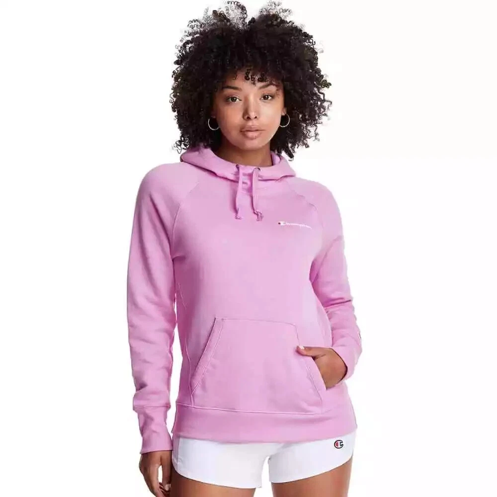 OFF WHITE Felpa con cappuccio donna Champion Powerblend in pile nuova con etichetta (C1)