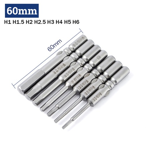 Hex Bits Allen Wrench Screwdriver Drill Bits set 60/100mm H1.5 - H6, Ф6mm Shank - Picture 23 of 24
