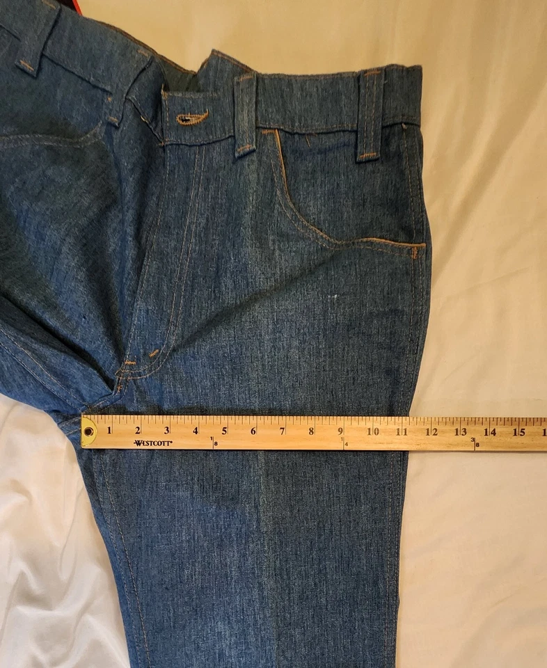 Pantalones de mezclilla Levis Bell Bottom para hombre 34x36 naranja lengüeta campana parte inferior acampanada años 70 nuevos de Lote Antiguo Foto 4 de 4