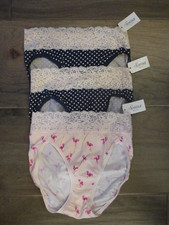 3-PACK SOMA EMBRACEABLE SUPER SOFT LACE HIGH LEG PANTIES FLAMINGO/DOT SIZE SMALL