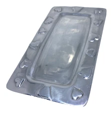 Holland Boone polished pewter hearts vanity tray trinket dish 8" x 4.5"