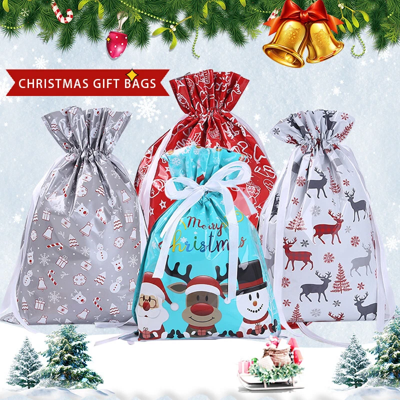 5x Large Drawstring Christmas Gift Bag Party Candy Bags Cookie Wrapping Pouch J