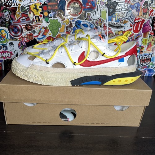 Nike Blazer Low x Off-White DH7863-100 White/University Red Mens Size 9 - Picture 6 of 10