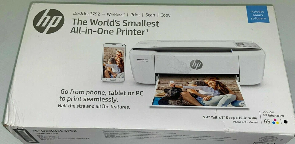 New HP Deskjet 3772/3755/3752 Printer-All in One-Wireless +HP 65 INK-NEW - Image 2 of 2