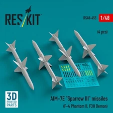 AIM-7E Sparrow III Missiles 4 pcs 1:48 3D Printed ResKit RS48-0455