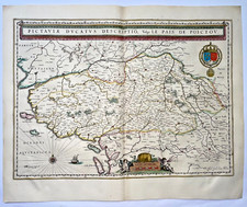 POITOU RE POITIERS FRANCE 1642 WILLEM BLAEU LARGE ANTIQUE MAP 17th CENTURY