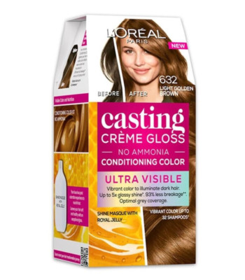 Loreal Casting Creme Gloss Hair Color Light Golden Brown 632 - (100 gm + 60 ml)