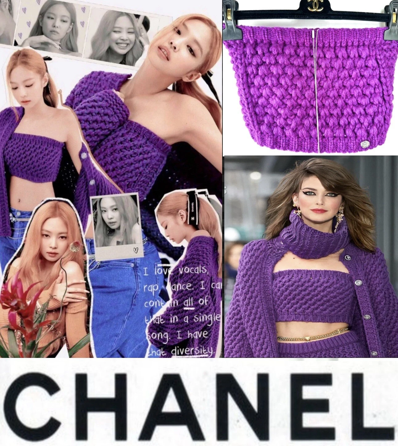 5K NUOVO Chanel 2022 Jennie Maglione Crop Top 34 36 38 2 4 6 Camicia Giacca S XS M L