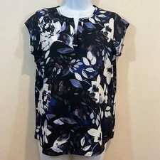 Ivanka Trump Women's Floral Short Sleeve V-Neck Shirt Size XS