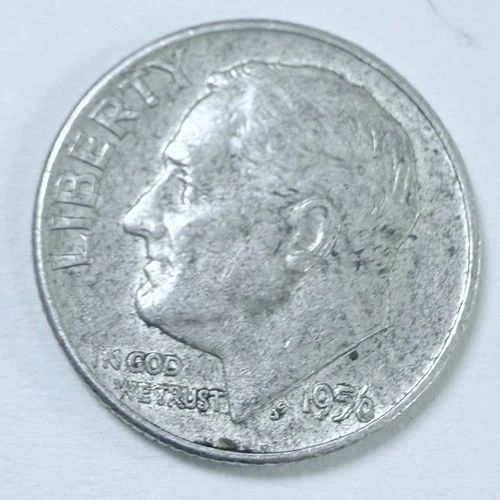 1956 D Roosevelt 10c Dime 90% Silver Circulated Coin #7825