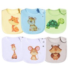 Cotton Waterproof Baby Bibs For Drooling Teething With Snaps Certified Print