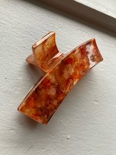 Vintage French Plastic Acrylic Caramel Long Claw Hair Clip Made in France 