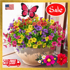 16 Bundles Artificial Flowers Outdoor Spring Summer Decoration Fake Silk Colorfu