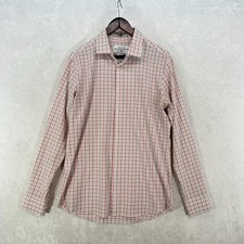 Mizzen Main Dress Shirt Mens Large White Check Leeward Trim Fit Stretch USA