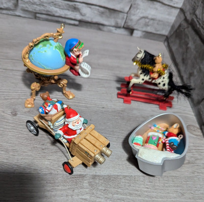 Hallmark Keepsake Ornament Lot Of 4 Claus-Mobile, Cookie Cutter, Globe, Horse