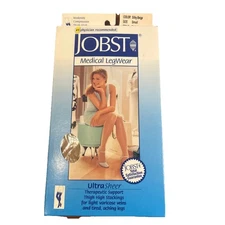 Jobst Compression Thigh High Stockings 15-20 mmHg Silky Beige New Made In USA S