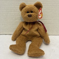 New w/Tags*Ty Beanie Baby Curly the Brown Bear w/Bow