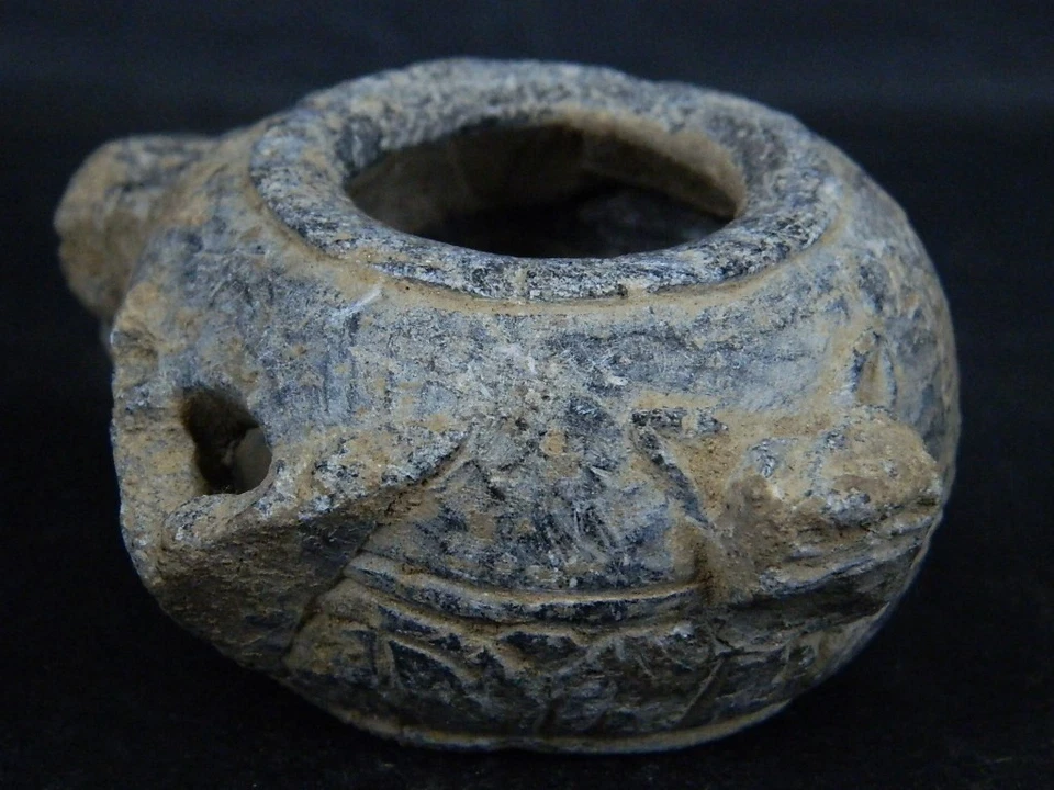 Antigua lámpara de piedra de esquisto gris gandhara/gandharan c.100-200 ad ##STN591## Foto 3 de 4