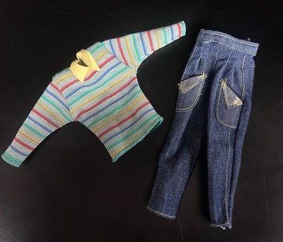 1985 Mattel Ken Twice As Nice Reversible Fashions Striped Sweater & Jean #2309