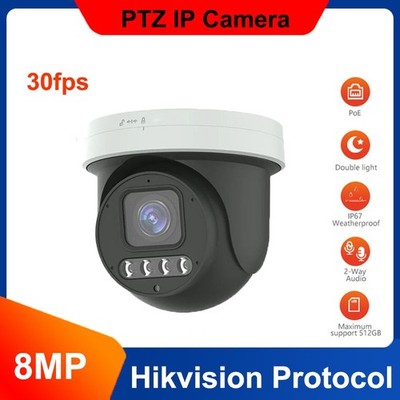 8MP 4K Audio POE IP Security Camera HD Outdoor Color Night Vision 15x Zoom CCTV