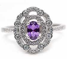 2CT Amethyst Topaz 925 Solid Genuine Sterling Silver Ring Jewelry Sz 8