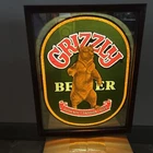 VINTAGE GRIZZLY BEER CANADIAN LAGER WORKING LIGHT UP SIGN 12 1/2 x 16” ALE DC5