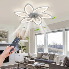 31'' Ceiling Fan with LED Light Modern Flower Flush Mount Remote APP Control Kit
