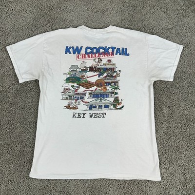 Key West Cocktail Challenge Shirt Mens L White Blue Short Sleeve Florida READ